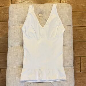 SPANX White V-Neck Shaping Smoothing Tank Camisole M